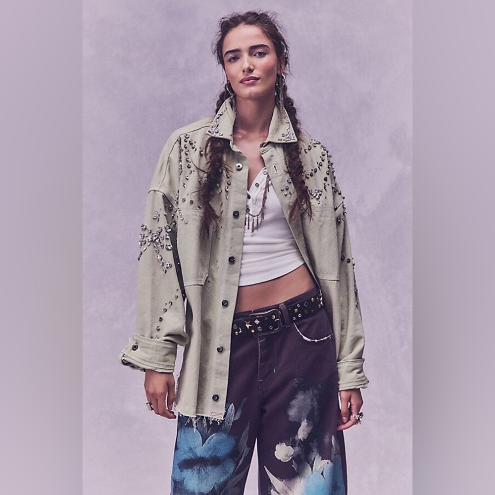 Free people silver bells embellished shacket